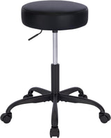 SUPERJARE Drafting Chair with Back, Adjustable Foot Rest Rolling Stool, Multi-Purpose Office Desk Chair, Thick Seat Cushion for Home Bar Kitchen Shop – Black