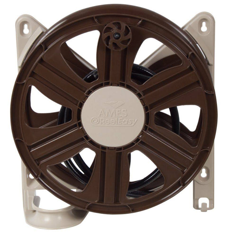 Ames 2388340 Reeleasy Side Mount Hose Reel, 100-Feet Hose, Tan and Brown