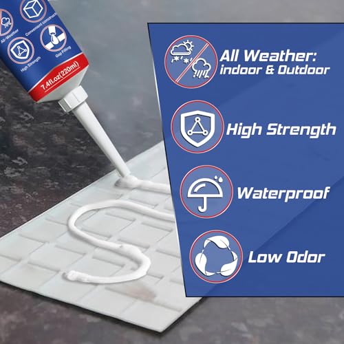 Heavy Duty Construction Adhesive, 7.4 Ounce Cement Glue Squeeze Tube, Versatile Construction Glue for Tile, Floor, Stone, Wood, Wall & More, Pack of 1 (CZJS-001)
