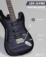 Leo Jaymz 39 Full Size ST Style Electric Guitar Starter Kit with SSH Pickup, 5W Portable Amp, Tuner, Gig Bag, Strap & Accessories (Violet Ocean)