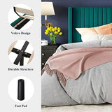 Allewie Queen Size Velvet Bed Frame/Vertical Channel Tufted Wingback Headboard/Upholstered Platform Bed/Strong Wooden Slats/No Box Spring Needed/Easy Assembly/Black