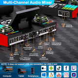 Podcast Microphone Bundle with Live Sound Card Audio Mixer, Podcast Equipment Bundle with 3.5mm Condenser Microphone for Pc/Phone Live Streaming Singing Gaming, Sound Board with Voice Changer, Denoise