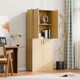 Cozy Castle Kitchen Pantry Cabinet, 71 Tall Wood Storage Cabinet with Doors and Shelves 4 Doors Freestanding Cupboard Utility Hutch for Dining Room Living Room Bathroom Furniture, Gray