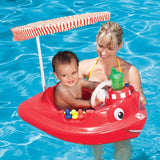 SwimWays Plastic Molded Baby Swimming Pool Tug Boat Float with Toys and Canopy