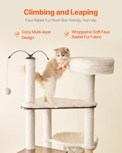 VEVOR Large Cat Tree with Litter Box Enclosure, 55.12 inches Tall, 2-in-1 Cat Tower, Multi-Level Cat Condo Furniture with Perches, Sisal Scratching Posts, Hammock, Big Kittens House for Indoor Cats