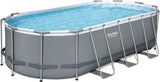Bestway 56655E Power Steel 16ft x 10ft x 42in Outdoor Oval Frame Above Ground Swimming Pool Set with 1000 GPH Cartridge Filter Pump, Ladder, and Cover
