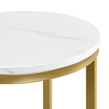Yaheetech Faux Marble Side Table, 16in End Table Modern Accent Sofa Table w/X-Based, Round Tabletop, Sturdy Metal Legs for Living Room, Black