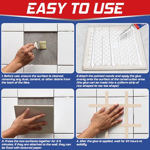 Heavy Duty Construction Adhesive, 7.4 Ounce Cement Glue Squeeze Tube, Versatile Construction Glue for Tile, Floor, Stone, Wood, Wall & More, Pack of 1 (CZJS-001)